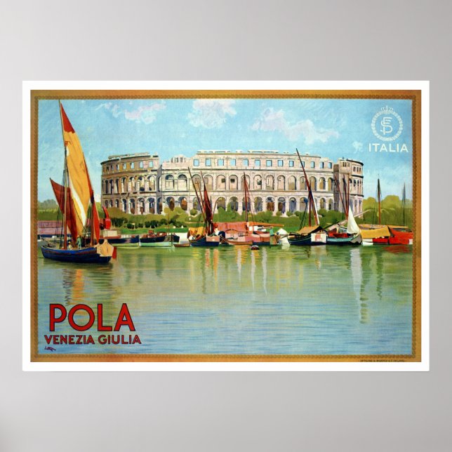Póster Viaje italiano del teatro romano de Pola Pula (Frente)