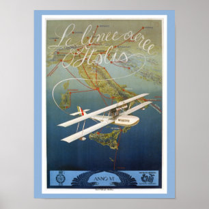 Póster Viaje italiano del transbordador en avión de la is