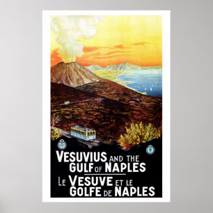Póster Viaje italiano del Vesubio Vintage