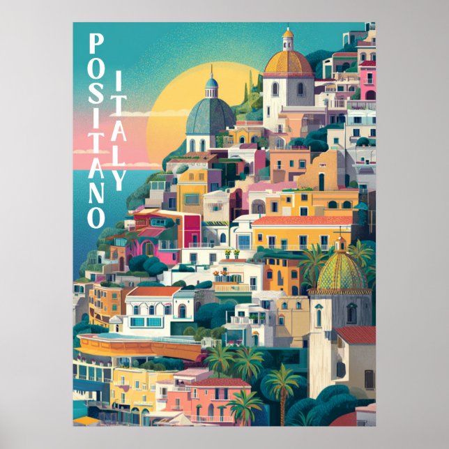 Póster Viaje moderno Positano (Frente)