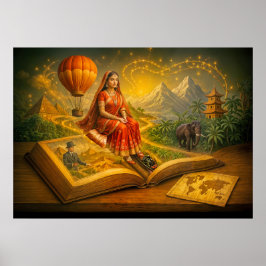 Póster Viaje mundial desde el libro de viajes clásico