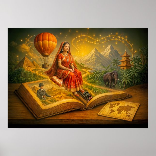 Póster Viaje mundial desde el libro de viajes clásico (Frente)