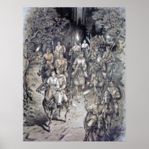 Póster Viaje nocturno estonio, dibujo