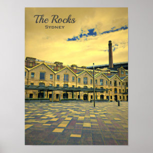 Póster Viaje panorámico de Sydney vintage The Rocks