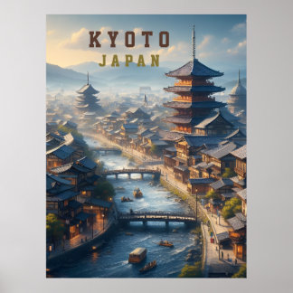 Póster Viaje panorámico japonés de Kioto