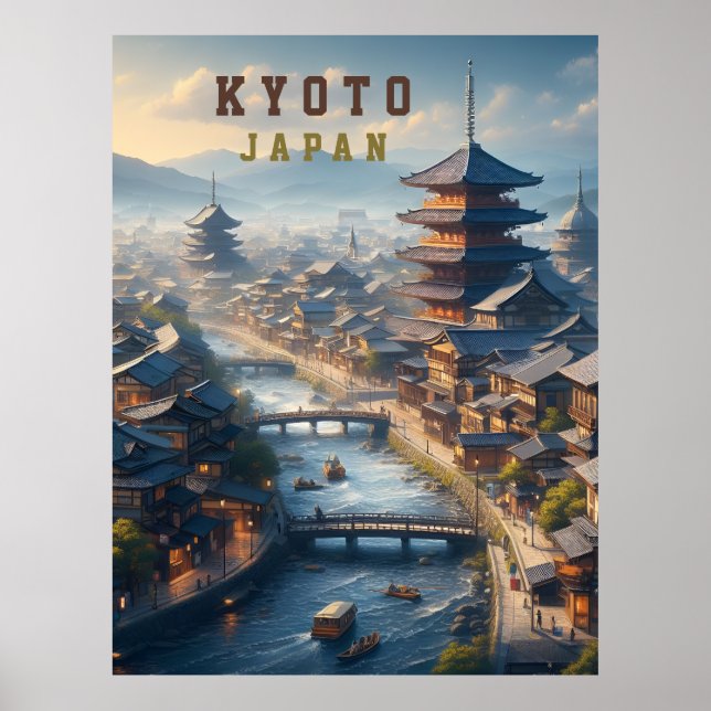 Póster Viaje panorámico japonés de Kioto (Frente)