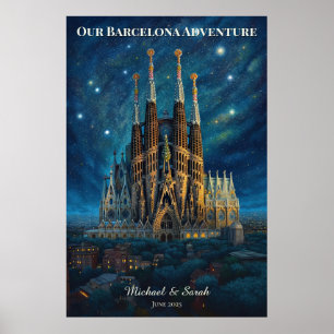 Póster Viaje personalizado de Barcelona Sagrada Familia