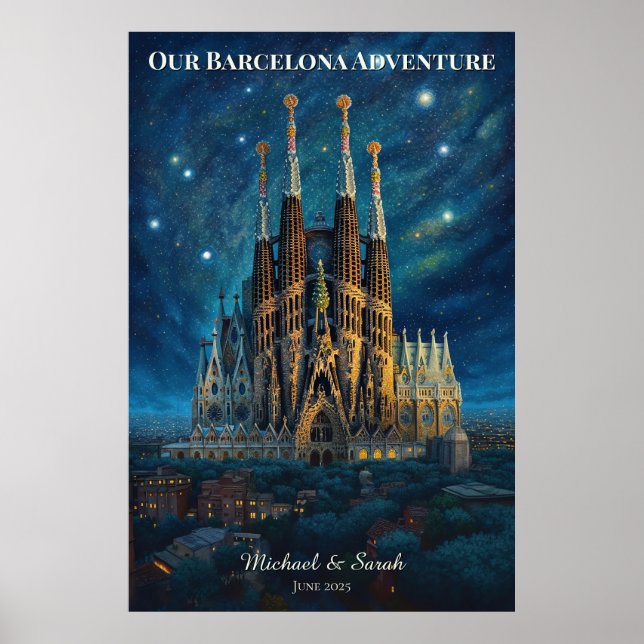 Póster Viaje personalizado de Barcelona | Sagrada Familia (Frente)