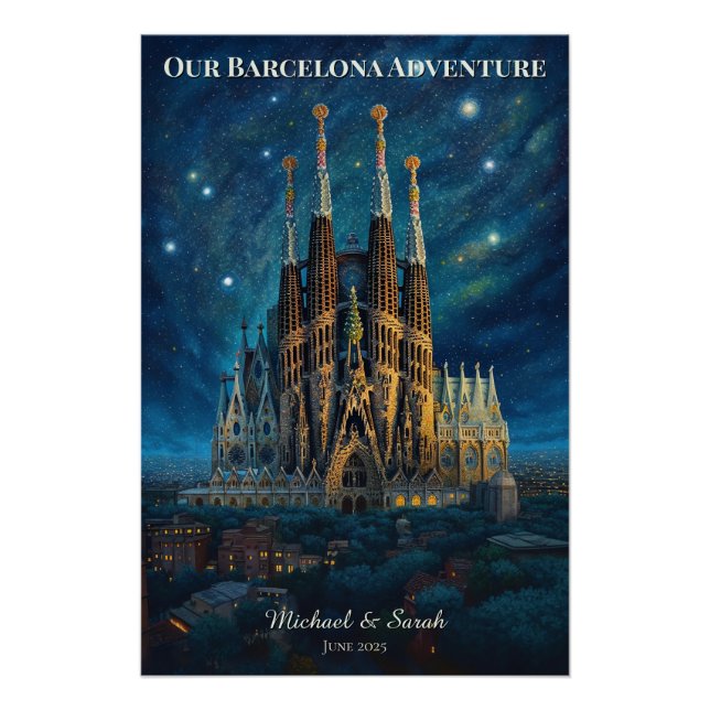 Póster Viaje personalizado de Barcelona | Sagrada Familia (Anverso)