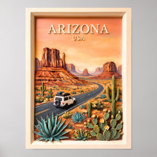 Póster Viaje por Arizona Monumento Antiguo Valle del Desi