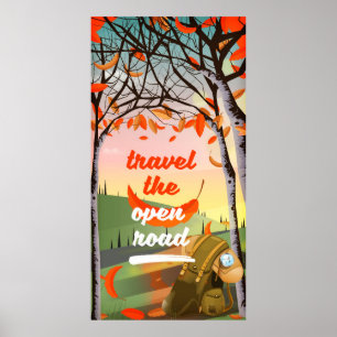 Póster Viaje por la carretera abierta Backpacking