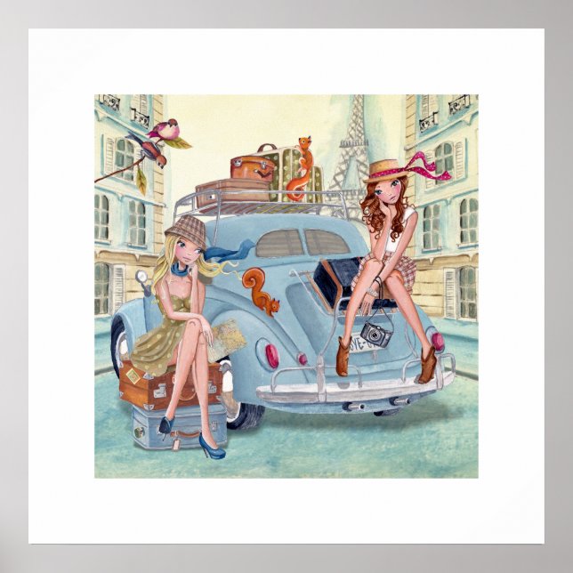 Póster Viaje por París a través de chicas (Frente)