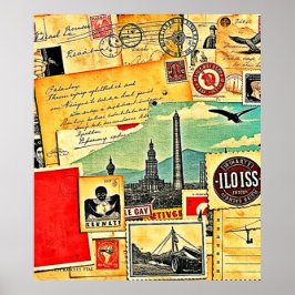 Póster Viaje postal histórico