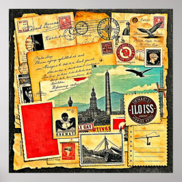 Póster Viaje postal histórico