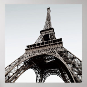 Póster Viaje poster negro y blanco de Eiffel