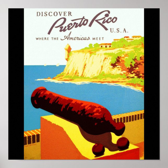 Póster Viaje poster-Vintage - Puerto Rico (Frente)