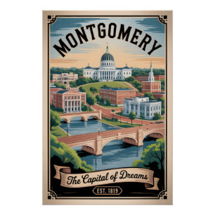 Póster Viaje Retro a Montgomery Alabama