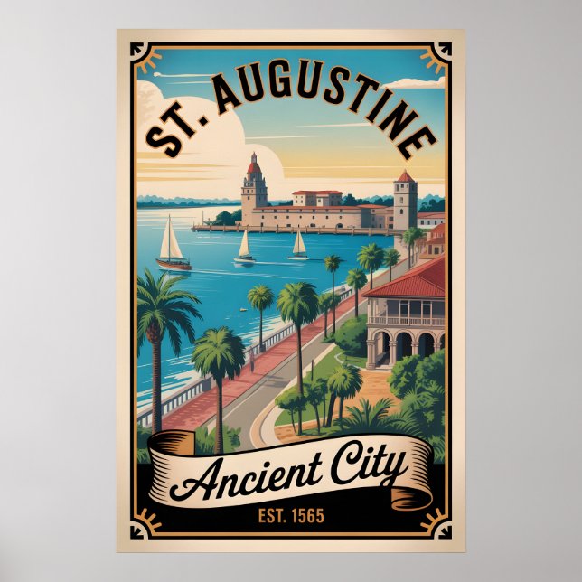 Póster Viaje Retro a St. Augustine Florida (Frente)