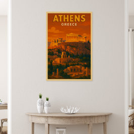 Póster Viaje Retro Atenas Grecia