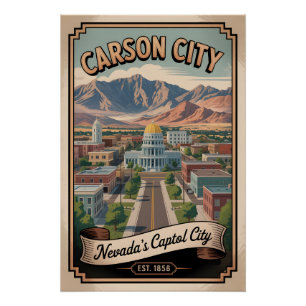 Póster Viaje Retro Carson City Nevada Vintage