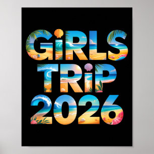 Póster Viaje retro de chicas 2026 vacaciones de amigas su