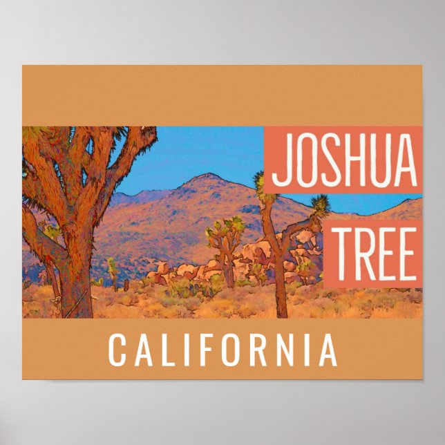 Póster Viaje retro de Joshua Tree California (Frente)