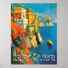 Póster Viaje retro de la Riviera italiana