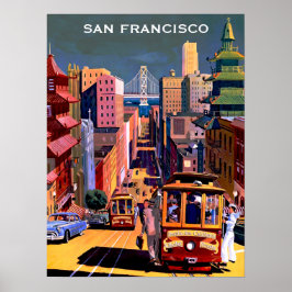 Póster Viaje retro de tranvía de San Francisco