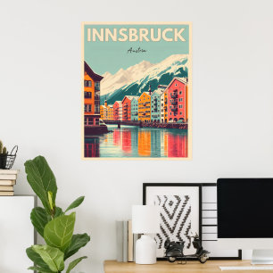 Póster Viaje retro Innsbruck Tyrol - Regalos austriacos d