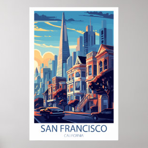 Póster Viaje retro San Francisco California Wall Art