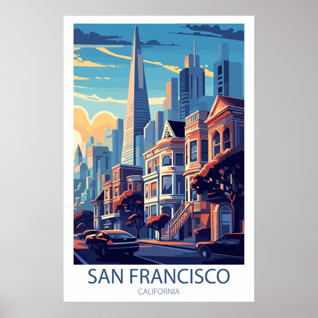 Póster Viaje retro San Francisco California Wall Art (Frente)