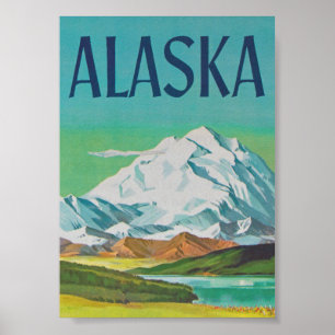 Póster Viaje retro vintage de Alaska