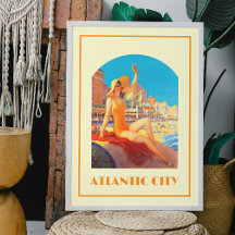Viaje retro vintage de la Atlantic City de los año