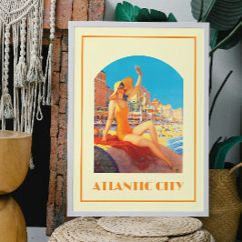 Póster Viaje retro vintage de la Atlantic City de los año