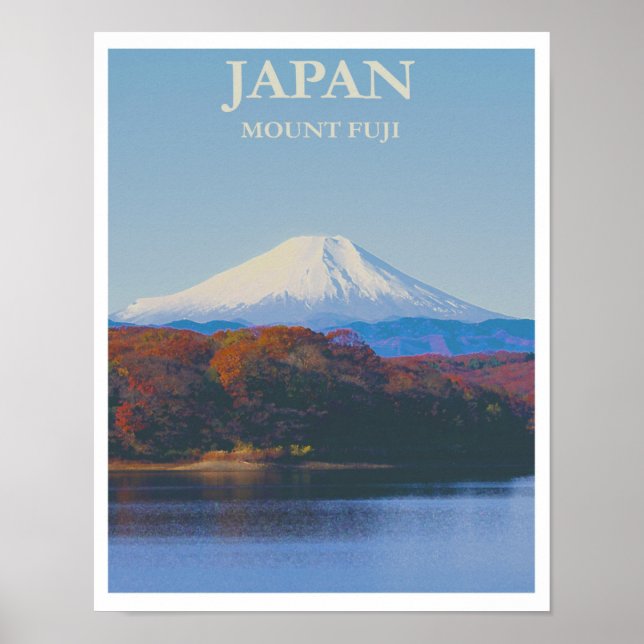 Póster Viaje retro vintage del Monte Fuji Japón (Frente)