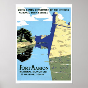 Póster Viaje retro vintage Fort Marion St. Augustine