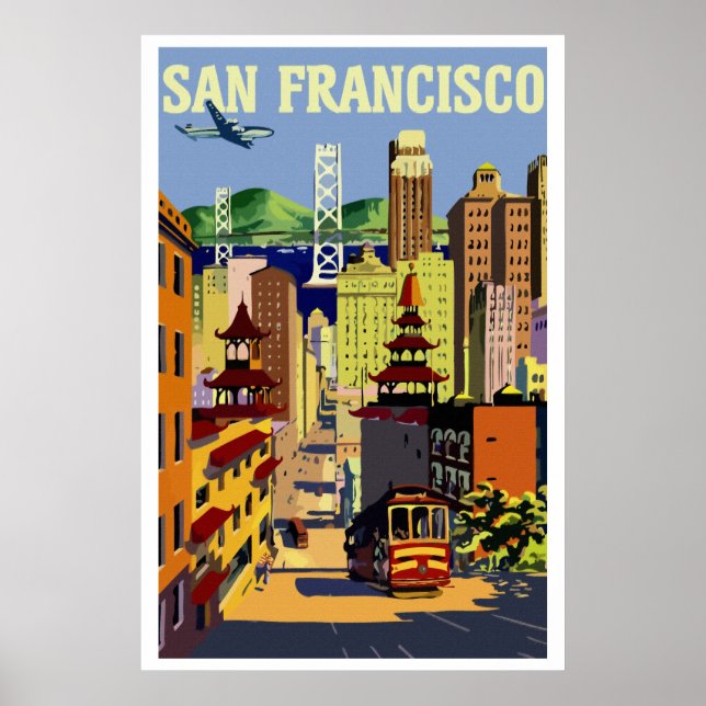 Póster Viaje retro vintage San Francisco (Frente)