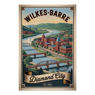 Póster Viaje Retro Vintage Wilkes-Barre Pennsylvania