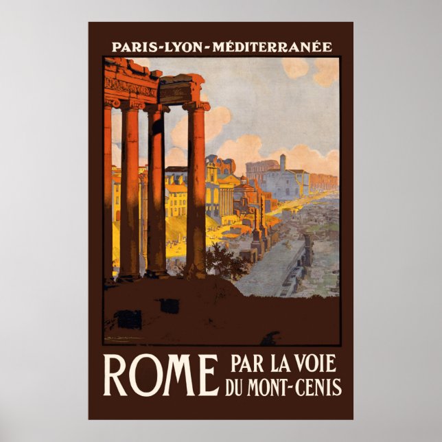 Póster Viaje Roma 1920 Reedición de cosecha 36 x 24 Poste (Frente)