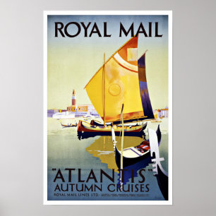 Póster Viaje Royal Mail la Atlántida del vintage