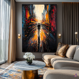 Póster Viaje Solitario – Visión Urbana Abstracta Expresio