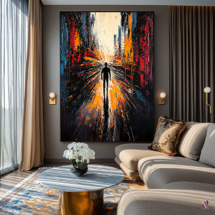 Póster Viaje Solitario – Visión Urbana Abstracta Expresio