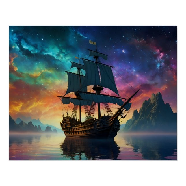 Póster Viaje soñado bajo un cielo surrealista (Anverso)
