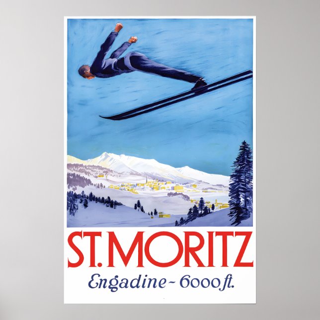 Póster Viaje Suiza St Moritz Esquí (Frente)