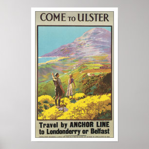 Póster Viaje Ulster Irlanda del vintage