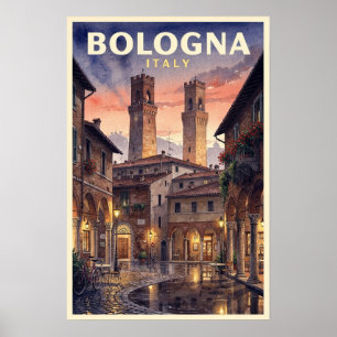 Póster Viaje Vintage a Bolonia Italia