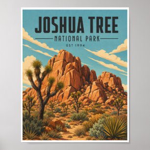 Póster Viaje vintage al Parque Nacional Joshua Tree