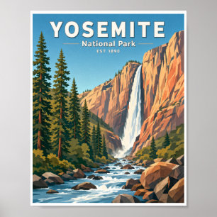 Póster Viaje vintage al Parque Nacional Yosemite