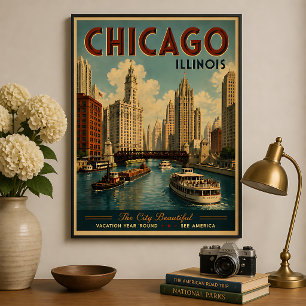 Póster Viaje Vintage Chicago Illinois
