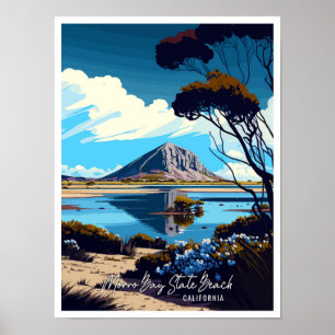 Póster Viaje vintage de Morro Bay State Beach California